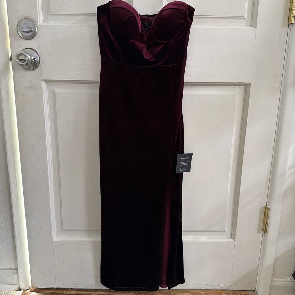 Lulu's Deep Burgundy Strapless Dress